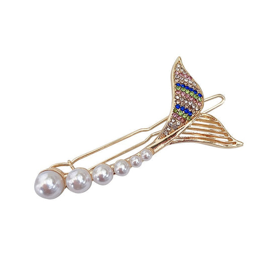 HKM-684051 Mermaid Tail Hairpin Side Clip in Alloy with Diamond and Lollipop Designs