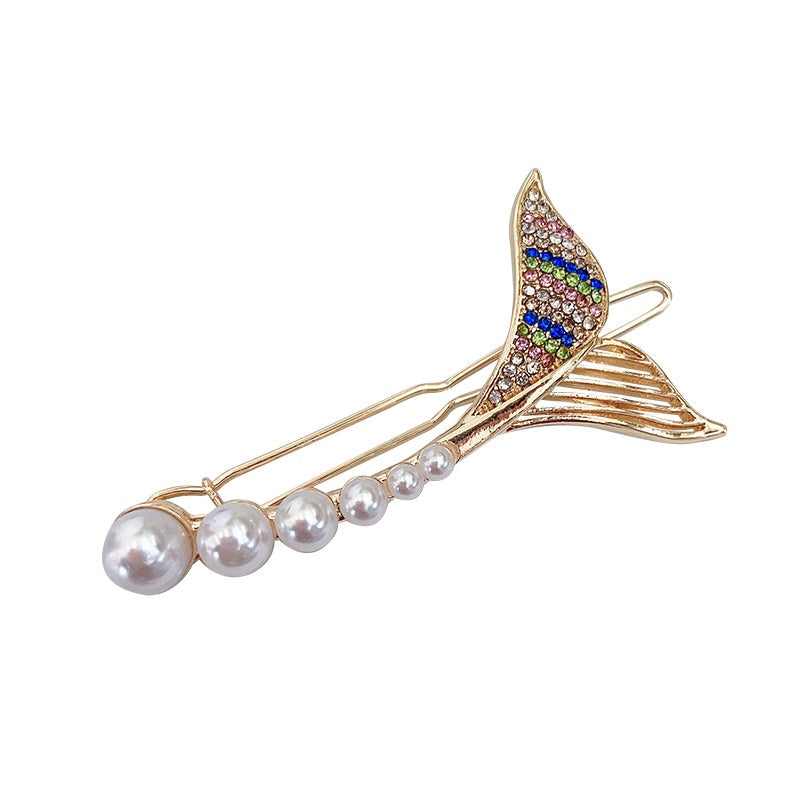 HKM-684051 Mermaid Tail Hairpin Side Clip in Alloy with Diamond and Lollipop Designs