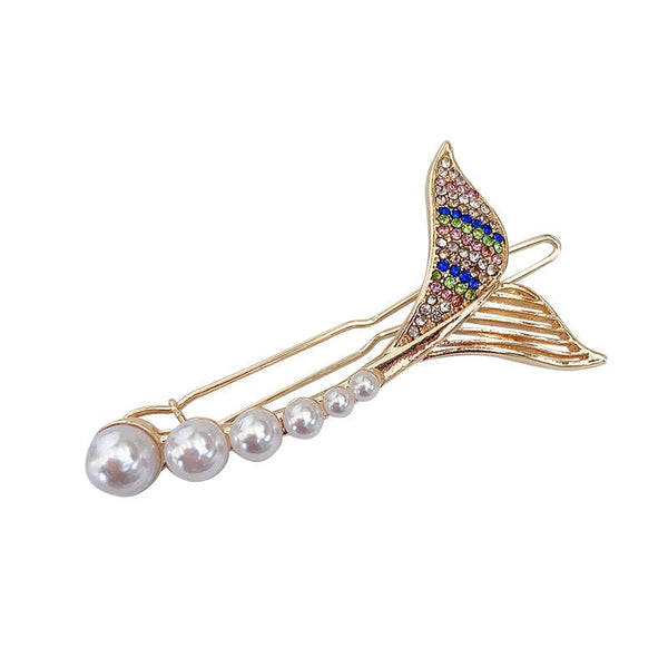 HKM-684051 Mermaid Tail Hairpin Side Clip in Alloy with Diamond and Lollipop Designs