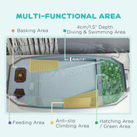 HKM-6841661 Turtle Aquarium Kit with Basking Platform, Multi-Layer Filtration & Water Pump, 24.5" Reptile Habitat