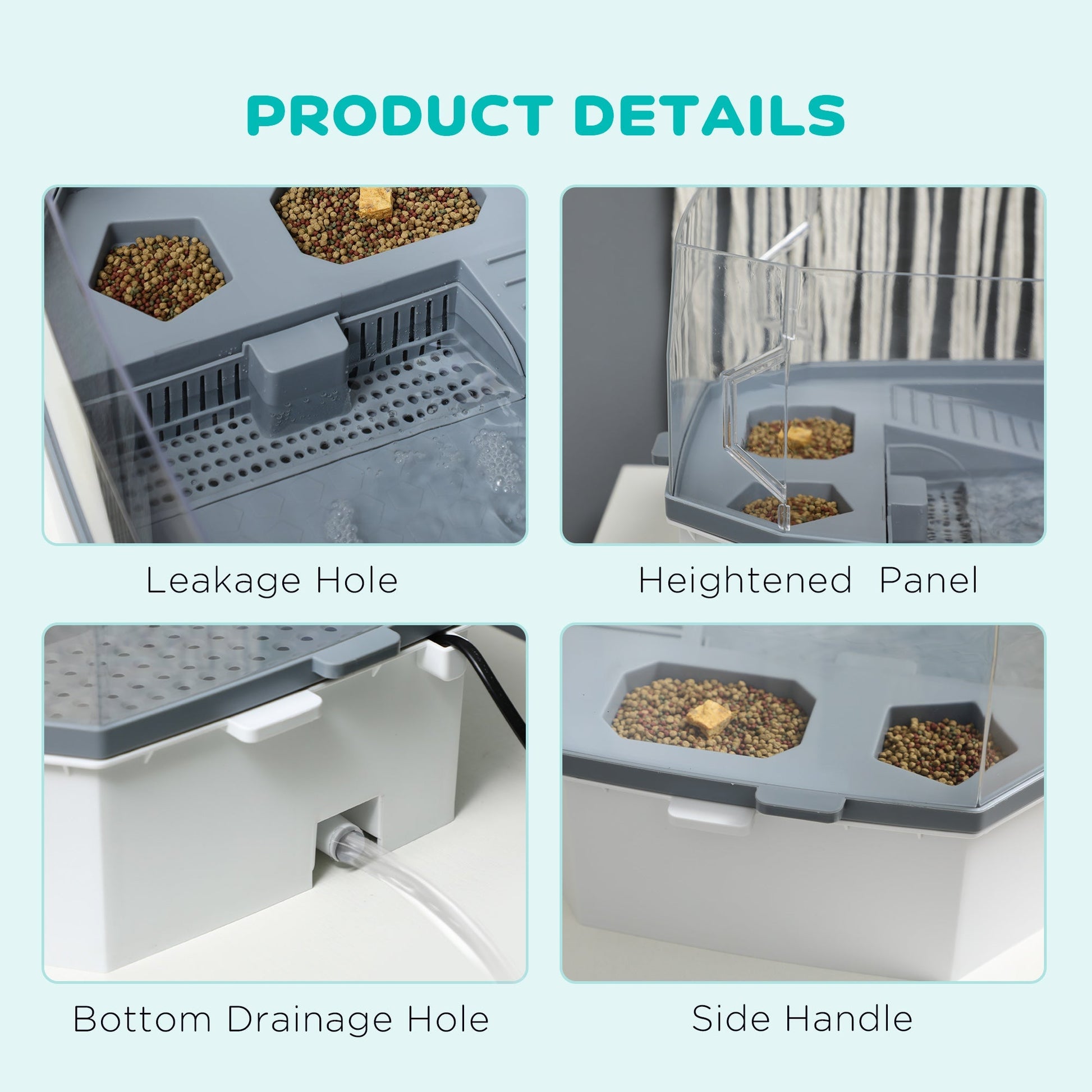 HKM-6841661 Turtle Aquarium Kit with Basking Platform, Multi-Layer Filtration & Water Pump, 24.5" Reptile Habitat