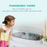 HKM-6841661 Turtle Aquarium Kit with Basking Platform, Multi-Layer Filtration & Water Pump, 24.5" Reptile Habitat