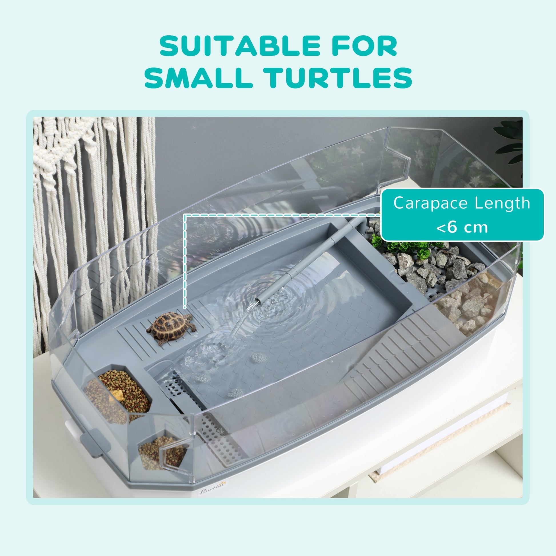 HKM-6841661 Turtle Aquarium Kit with Basking Platform, Multi-Layer Filtration & Water Pump, 24.5" Reptile Habitat