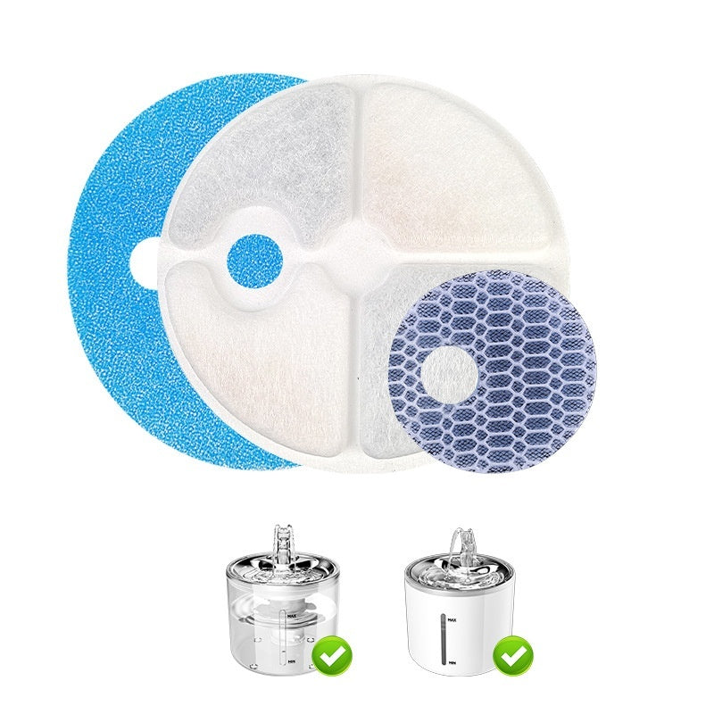 HKM-6841789 Pet Water Dispenser Filter Elements - Compatible with Multiple Models, Includes Activated Carbon and Hair Cotton