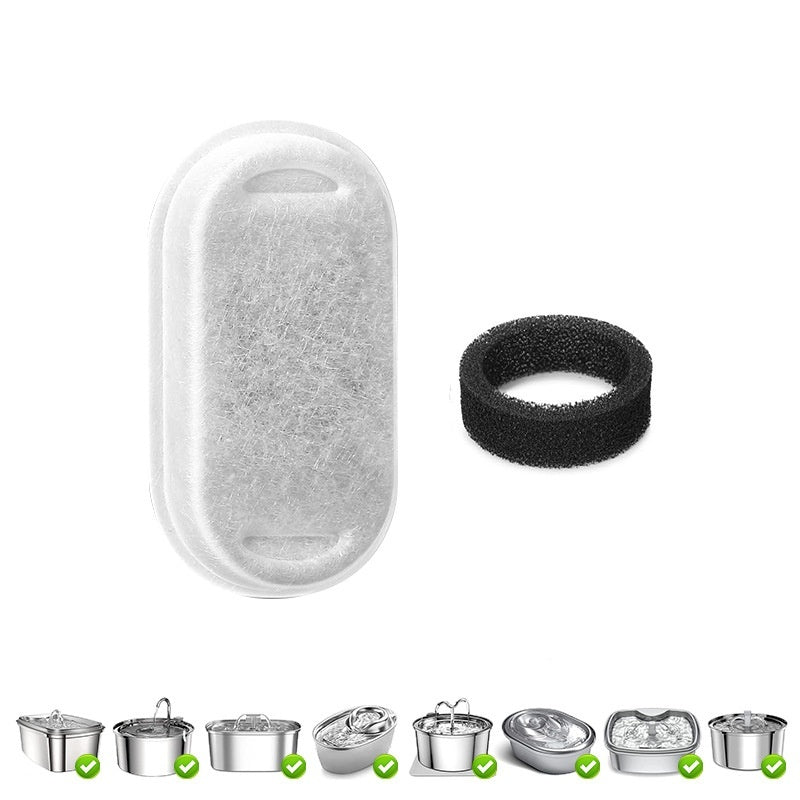 HKM-6841789 Pet Water Dispenser Filter Elements - Compatible with Multiple Models, Includes Activated Carbon and Hair Cotton