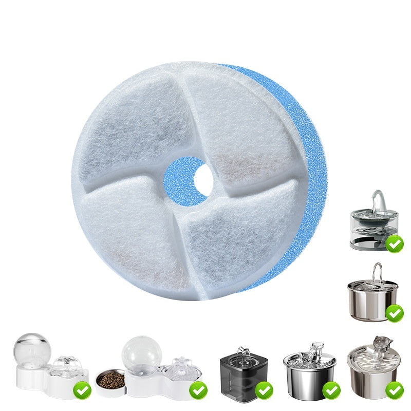 HKM-6841789 Pet Water Dispenser Filter Elements - Compatible with Multiple Models, Includes Activated Carbon and Hair Cotton