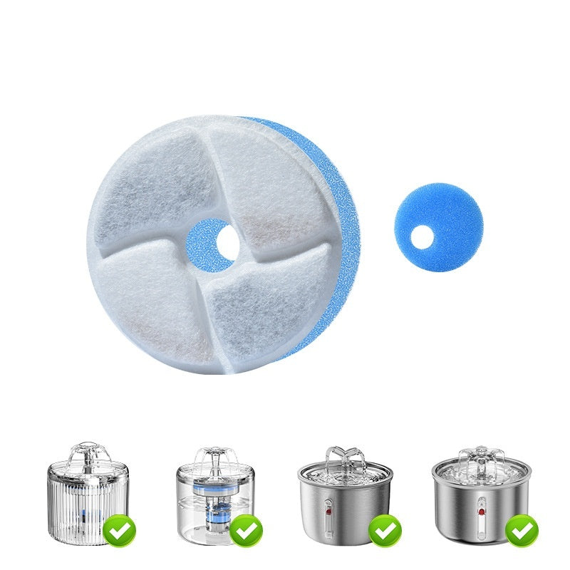 HKM-6841789 Pet Water Dispenser Filter Elements - Compatible with Multiple Models, Includes Activated Carbon and Hair Cotton