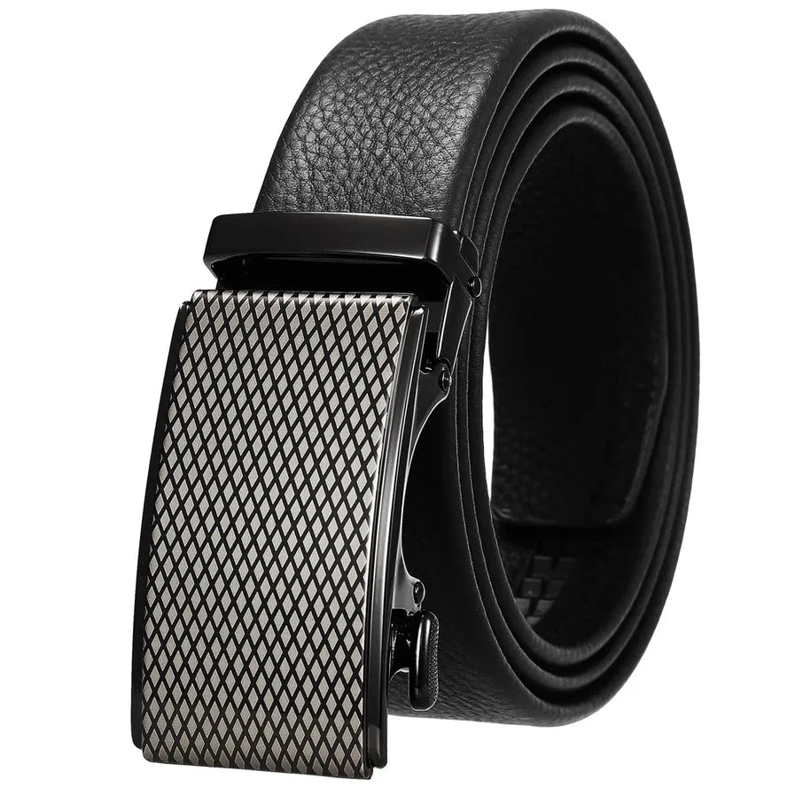 HKM-684179 Men's Automatic Buckle Casual Belt in Top Layer Leather - Trendy Design