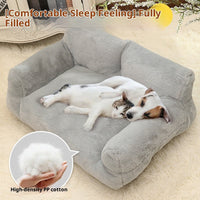HKM-6842045 Plush Rabbit Fur Sofa Nest Pet Bed for Dogs in Various Colors and Sizes