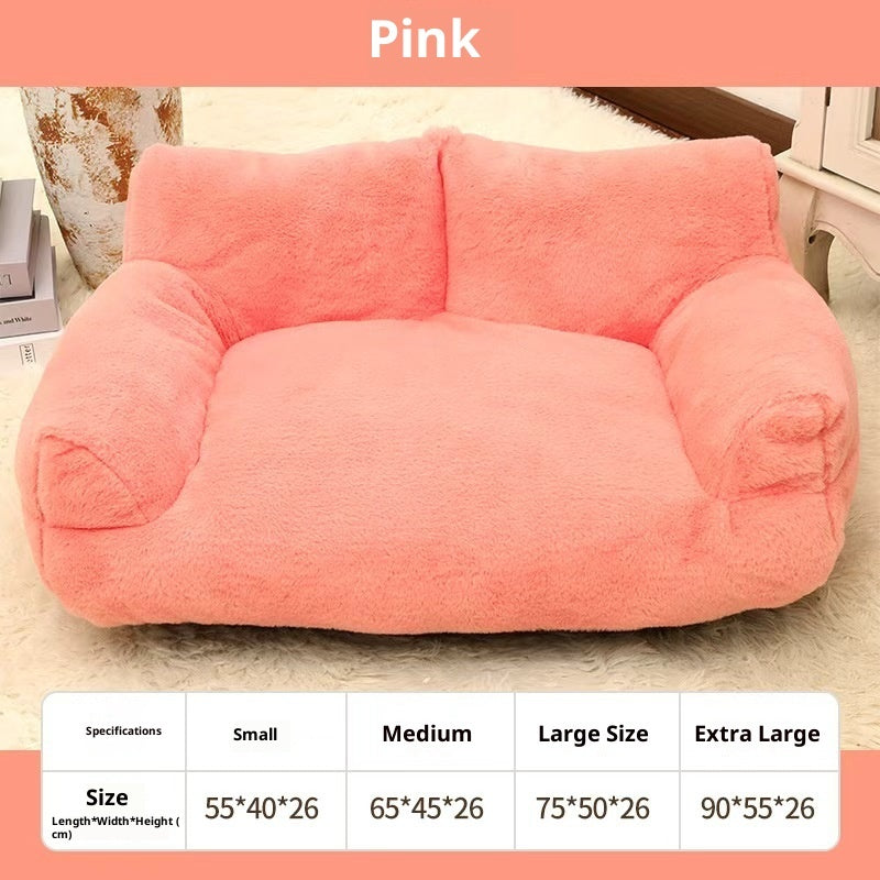 HKM-6842045 Plush Rabbit Fur Sofa Nest Pet Bed for Dogs in Various Colors and Sizes