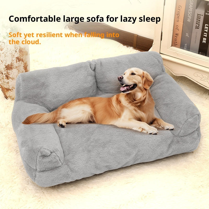 HKM-6842045 Plush Rabbit Fur Sofa Nest Pet Bed for Dogs in Various Colors and Sizes