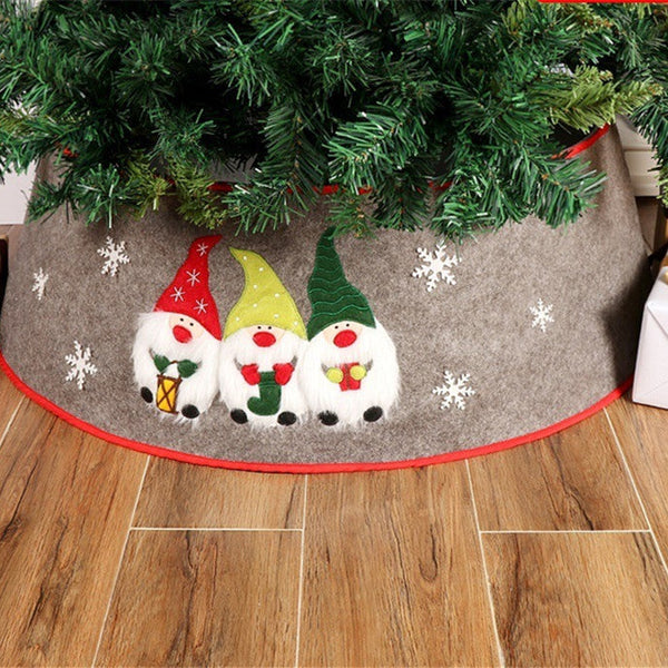 HKM-684243 Christmas Tree Skirt with Nordic Elder Design, Non-Woven Fabric, 61CM and 77CM Sizes