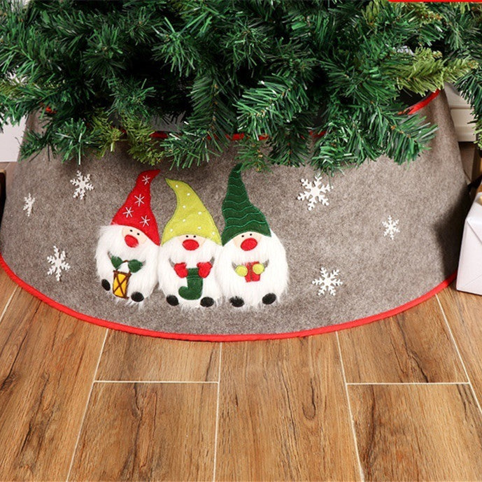 HKM-684243 Christmas Tree Skirt with Nordic Elder Design, Non-Woven Fabric, 61CM and 77CM Sizes