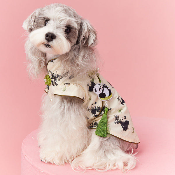 HKM-6842557 Chinese Style Teddy Schnauzer Bichon Sleeveless Vest with Pendant for Pets