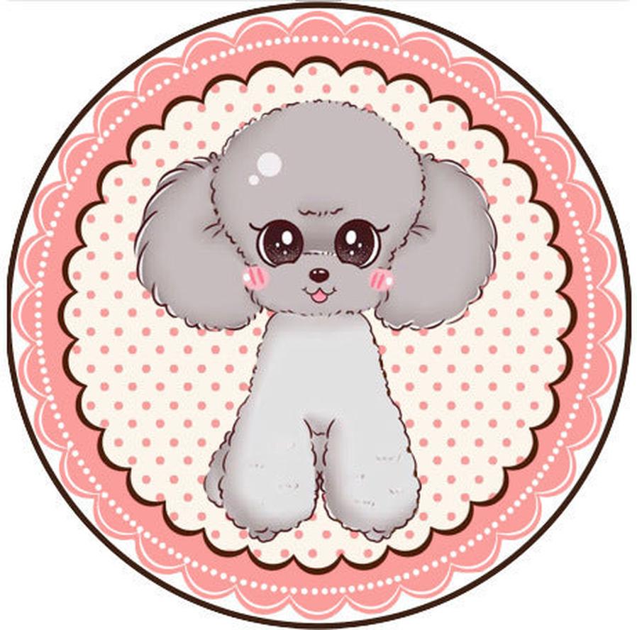 HKM-684307 Cartoon Dog Carpet for All Seasons - Non-Slip Round Pet Mat in Two Sizes
