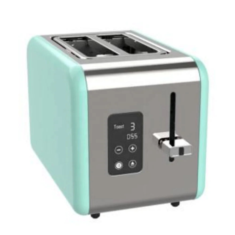 HKM-684371 Blue Portable Electric Bread Toaster for 2 Slices with Touch Screen Control and Removable Crumb Tray