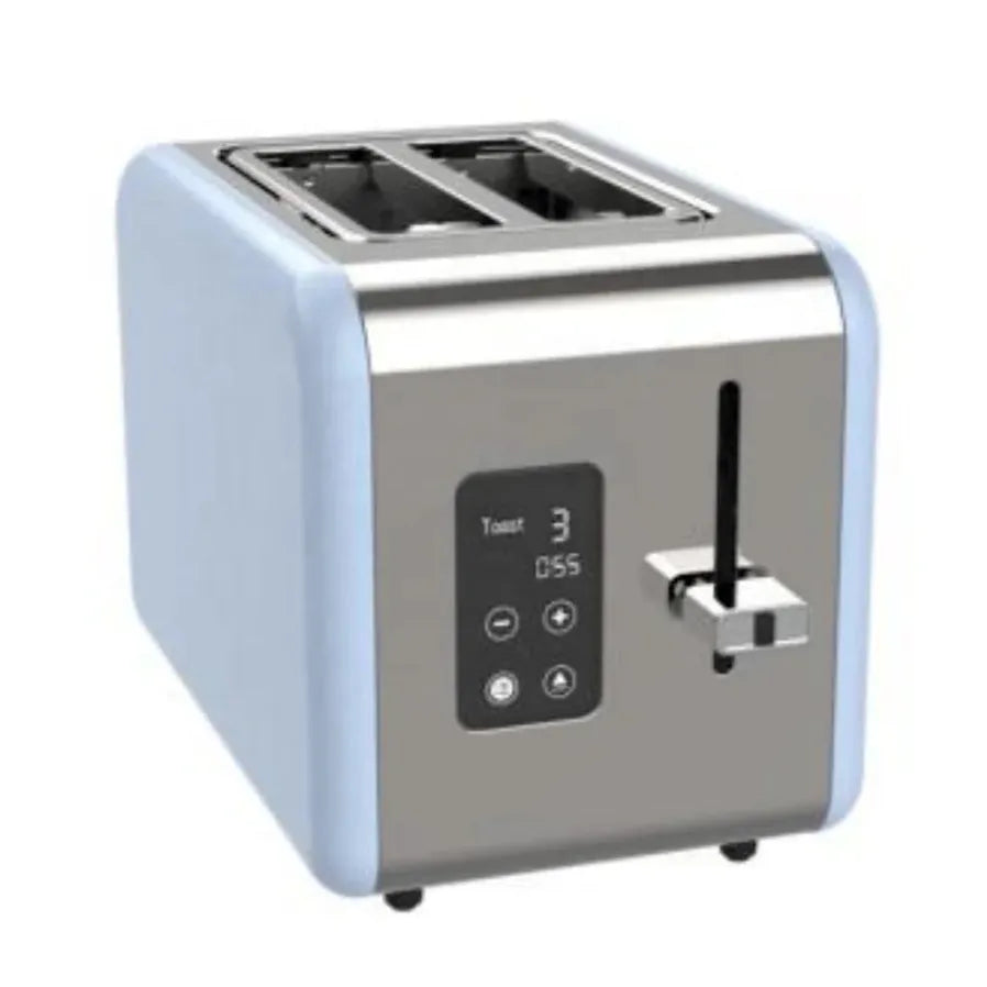 HKM-684371 Blue Portable Electric Bread Toaster for 2 Slices with Touch Screen Control and Removable Crumb Tray