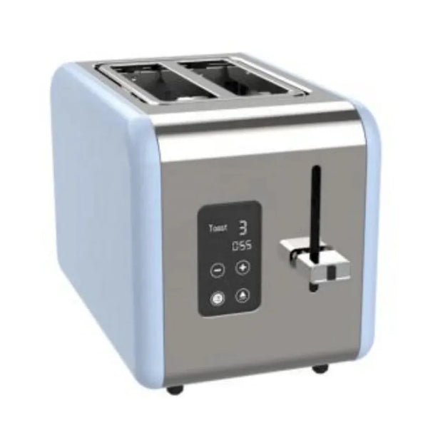 HKM-684371 Blue Portable Electric Bread Toaster for 2 Slices with Touch Screen Control and Removable Crumb Tray
