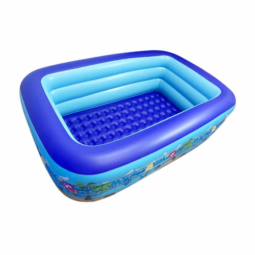 HKM-684499 Inflatable Ocean Pattern Family Pool with Bubble Bottom for Outdoor Use