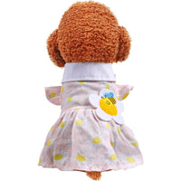 HKM-6846141 Yellow Plaid Sunflower Bee Skirt for Cats with Matching Hairpin, Casual Style