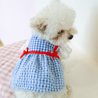 HKM-6846141 Yellow Plaid Sunflower Bee Skirt for Cats with Matching Hairpin, Casual Style