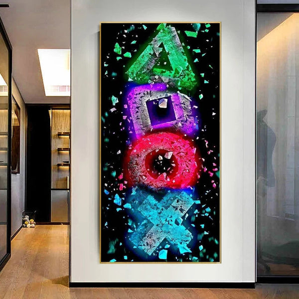 HKM-684627 Gamer Room Canvas Art - Modern Arena Game Poster in Rectangle Shape, Oil Canvas Decor