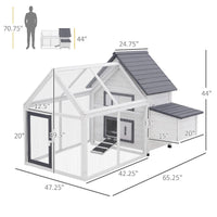 HKM-6847421 48" Outdoor Chicken Coop with Nesting Box and Removable Tray for Easy Cleaning