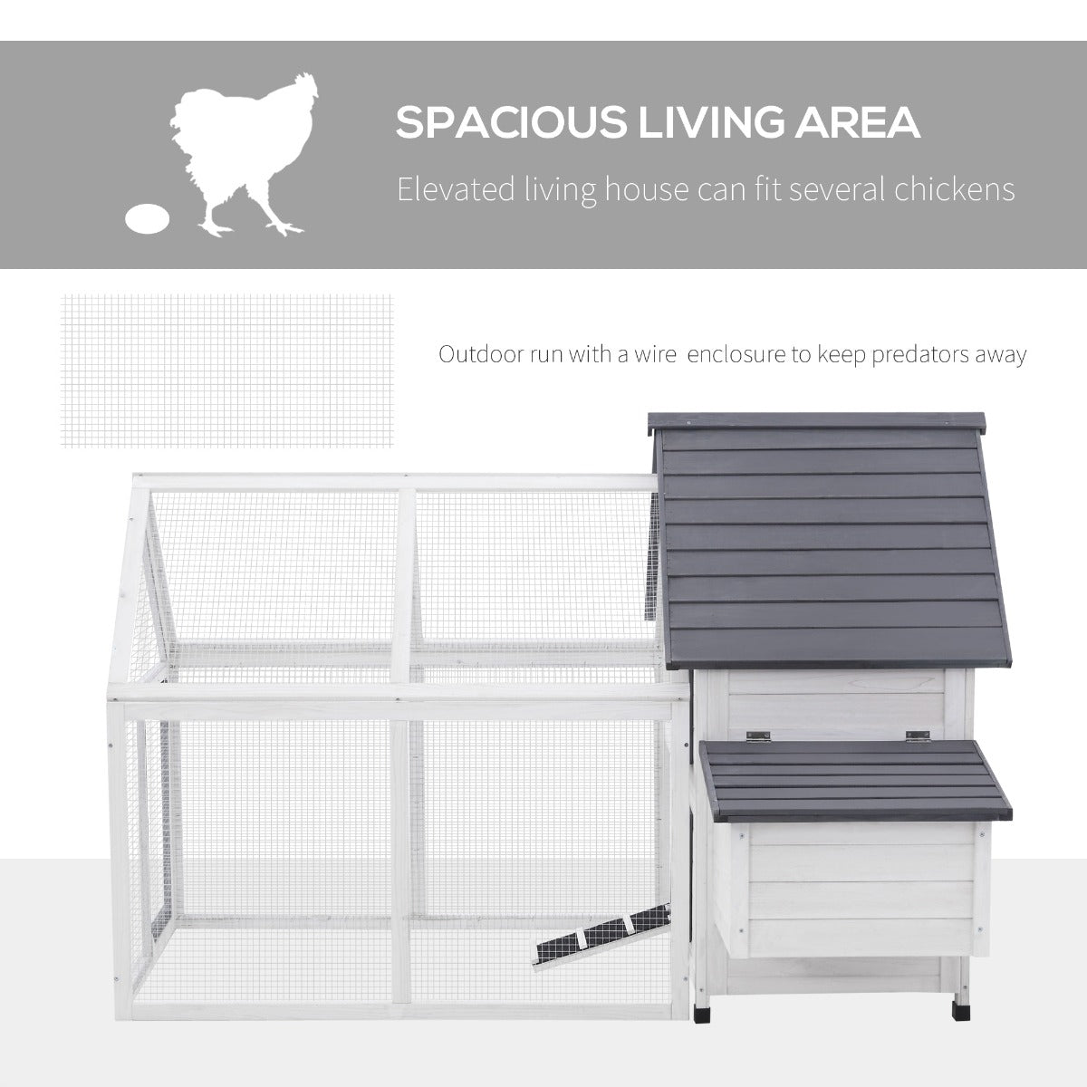 HKM-6847421 48" Outdoor Chicken Coop with Nesting Box and Removable Tray for Easy Cleaning