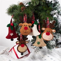 HKM-684755 Cute Elk and Bell Decorative Pendant Set for Christmas Trees, 6-Piece Non-Woven Fabric Ornaments
