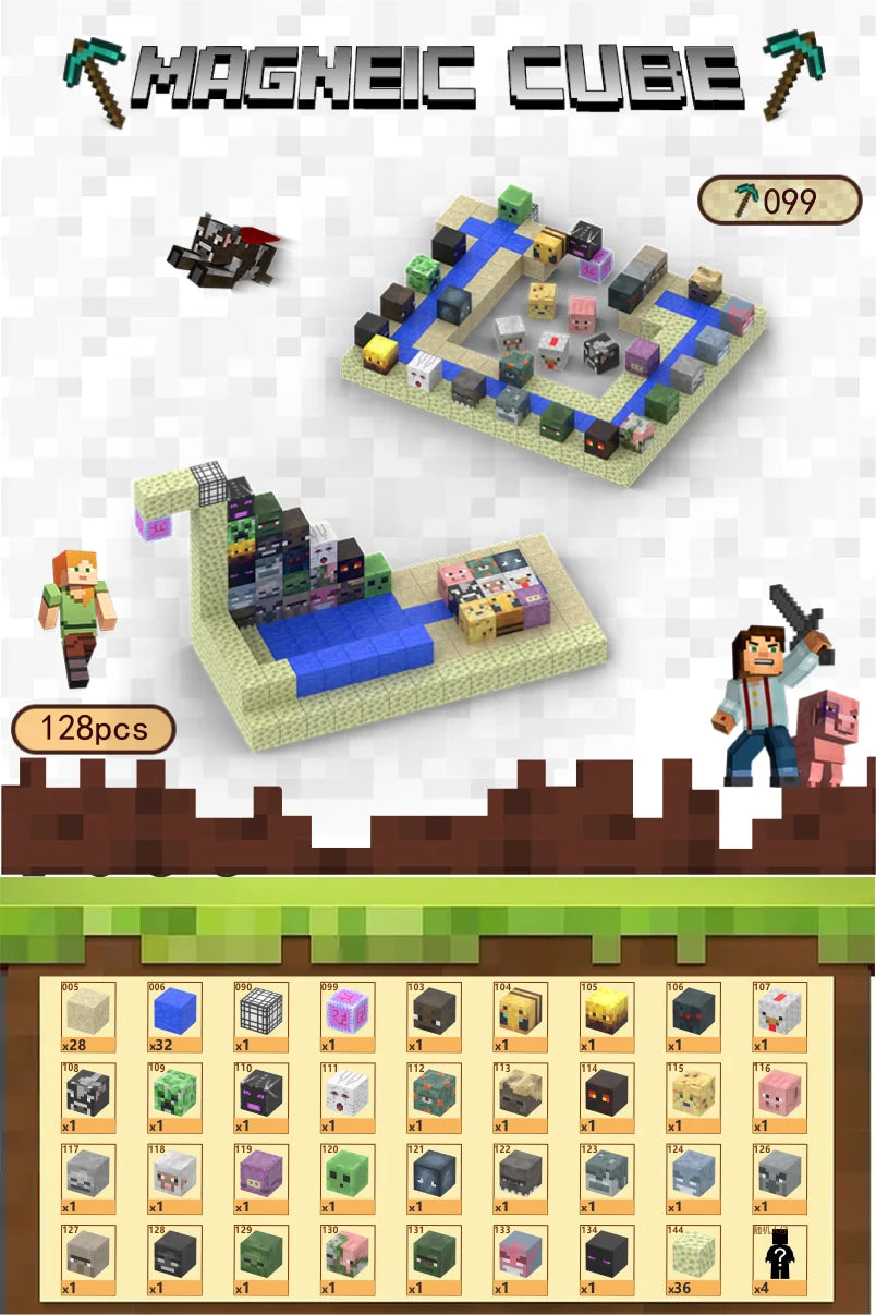 HKM-684755 Magnetic Building Block Cube Set for Kids - DIY Educational Sensory Game with Over 500 Accessories