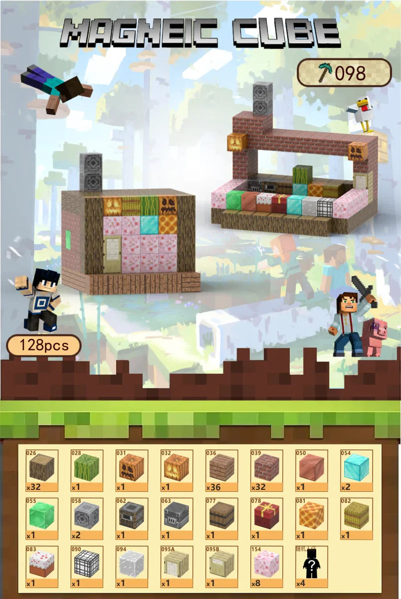 HKM-684755 Magnetic Building Block Cube Set for Kids - DIY Educational Sensory Game with Over 500 Accessories