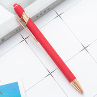 HKM-684755 Rose Gold Soft Touch Ballpoint Stylus Pen with Touch Screen Compatibility