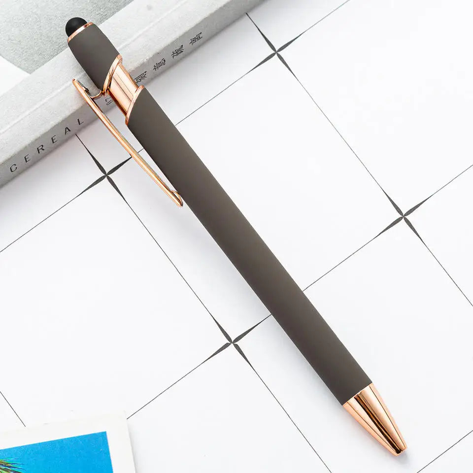 HKM-684755 Rose Gold Soft Touch Ballpoint Stylus Pen with Touch Screen Compatibility