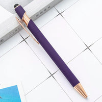 HKM-684755 Rose Gold Soft Touch Ballpoint Stylus Pen with Touch Screen Compatibility