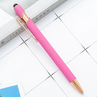 HKM-684755 Rose Gold Soft Touch Ballpoint Stylus Pen with Touch Screen Compatibility