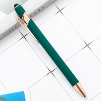 HKM-684755 Rose Gold Soft Touch Ballpoint Stylus Pen with Touch Screen Compatibility