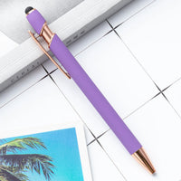 HKM-684755 Rose Gold Soft Touch Ballpoint Stylus Pen with Touch Screen Compatibility