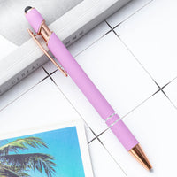 HKM-684755 Rose Gold Soft Touch Ballpoint Stylus Pen with Touch Screen Compatibility