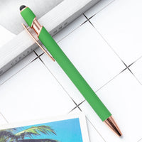 HKM-684755 Rose Gold Soft Touch Ballpoint Stylus Pen with Touch Screen Compatibility