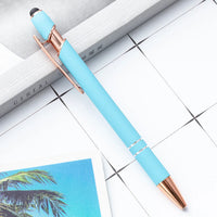 HKM-684755 Rose Gold Soft Touch Ballpoint Stylus Pen with Touch Screen Compatibility