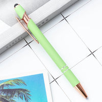 HKM-684755 Rose Gold Soft Touch Ballpoint Stylus Pen with Touch Screen Compatibility