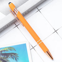HKM-684755 Rose Gold Soft Touch Ballpoint Stylus Pen with Touch Screen Compatibility