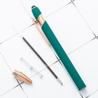 HKM-684755 Rose Gold Soft Touch Ballpoint Stylus Pen with Touch Screen Compatibility