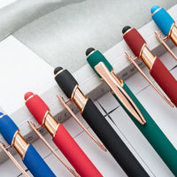 HKM-684755 Rose Gold Soft Touch Ballpoint Stylus Pen with Touch Screen Compatibility