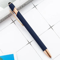 HKM-684755 Rose Gold Soft Touch Ballpoint Stylus Pen with Touch Screen Compatibility