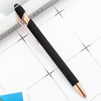 HKM-684755 Rose Gold Soft Touch Ballpoint Stylus Pen with Touch Screen Compatibility