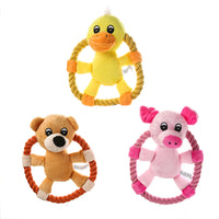 HKM-6848573 Plush Pet Toys: Cute Pink Pig, Yellow Duck, and Bear for Dogs