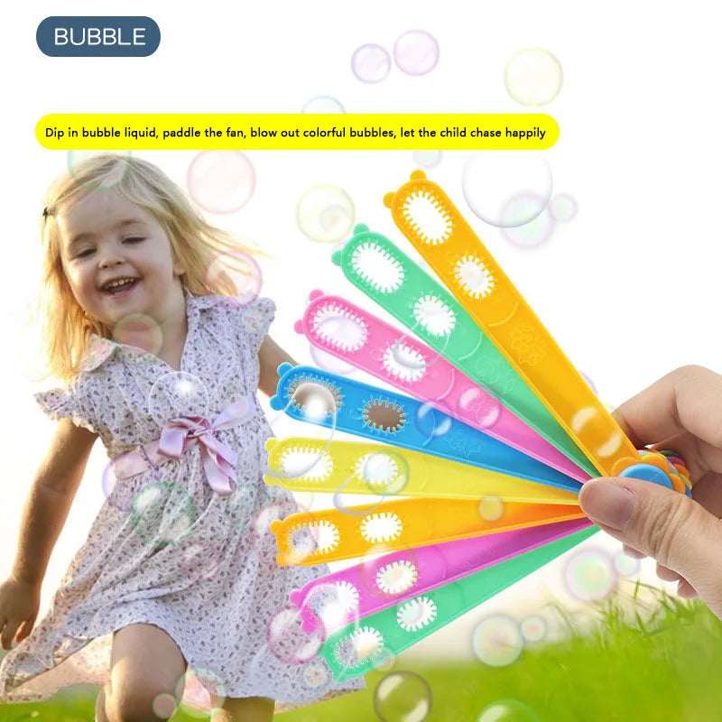 HKM-684883 Manual Bubble Fan Toy for Kids - Handheld Outdoor Bubble Blower with Soap Water Wand