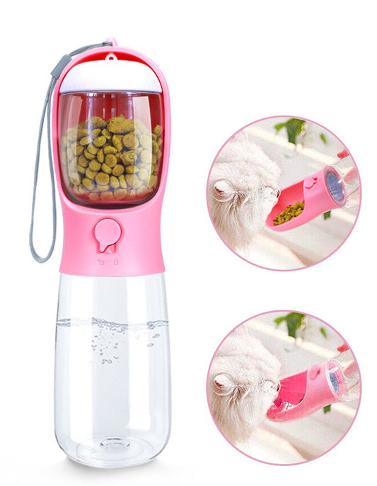 HKM-6849597 Portable Pet Water Cup with Detachable Design for Dogs and Cats, 550ML Capacity, Milk White, Cherry Blossom, Turquoise