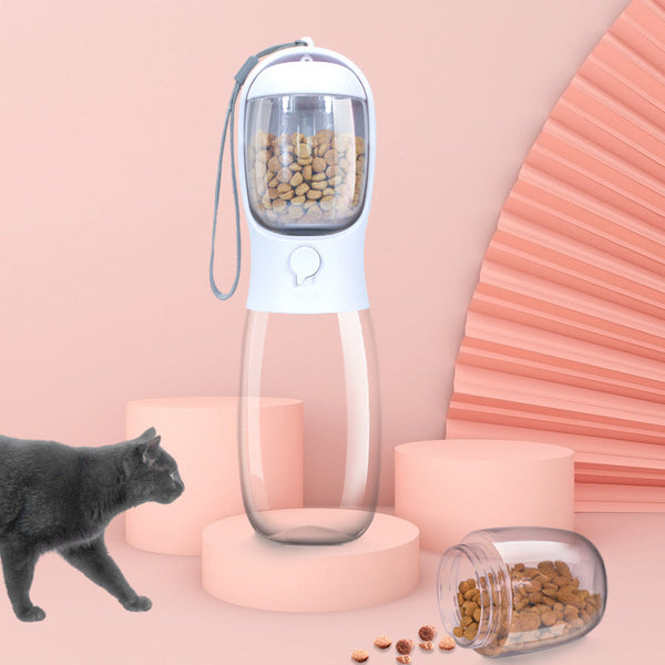 HKM-6849597 Portable Pet Water Cup with Detachable Design for Dogs and Cats, 550ML Capacity, Milk White, Cherry Blossom, Turquoise